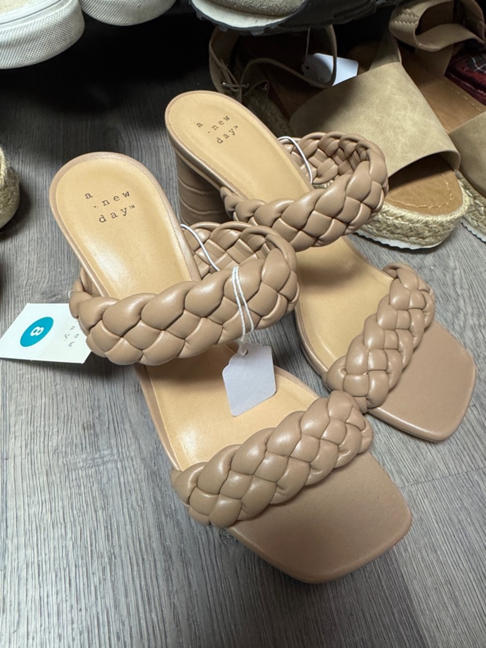 a new day Taupe Braided Double-Strap Slide Heels